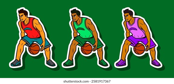 Basketball Player Doodle Sticker Illustration