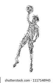 Basketball player drawn with crayon