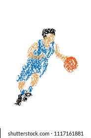 Basketball player drawn with crayon