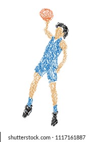 Basketball player drawn with crayon