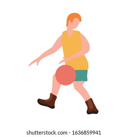 Basketball player dribble the ball Flat illustration vector