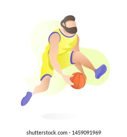 Basketball player dribble the ball vector - Flat illustration.