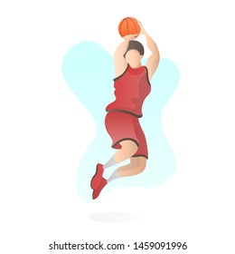 Basketball player dribble the ball vector - Flat illustration.