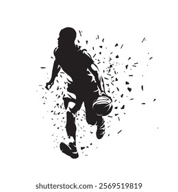 Basketball player dribbling, abstract isolated vector silhouette. Ink drawing. Streetball