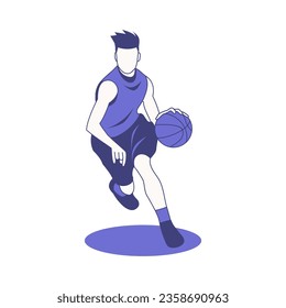 basketball player dribbling ball vector illustration