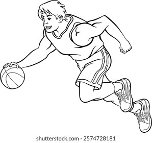 basketball player dribbling the ball vector illustration