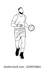 El jugador de baloncesto está merodeando en el vector de dibujos animados. Ilustración de esquema del jugador de baloncesto