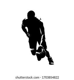 Basketball player dribbling, isolated vector silhouette. Ink drawing