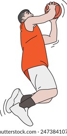 basketball player dunk illustration, vector art