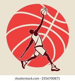 Basketball Player Dunking with Ball Silhouette t shirt design