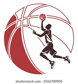 Basketball Player Dunking with Ball Silhouette t shirt design