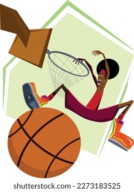 basketball player dunking in the basket