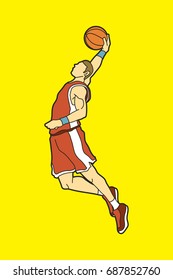 Basketball player dunking graphic vector