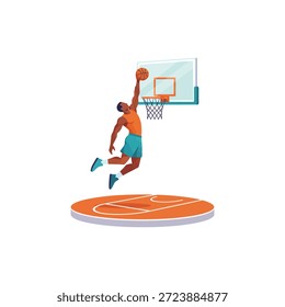 Jugador de baloncesto con diseño de Vector plano.