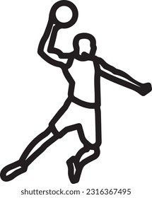 Basketball player dunking icon. Hoop athlete silhouette isolated vector.