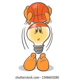 Basketball player. Emotional character cartoon lightbulb. On white background. Vector