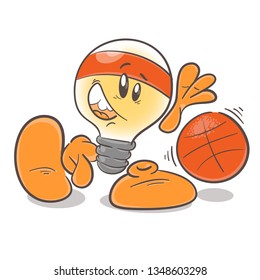 Basketball player. Emotional character cartoon lightbulb. On white background. Vector