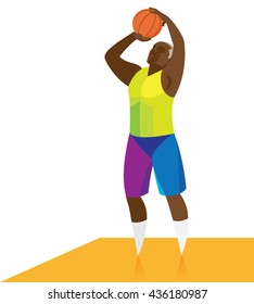 basketball player executes a free throw with point