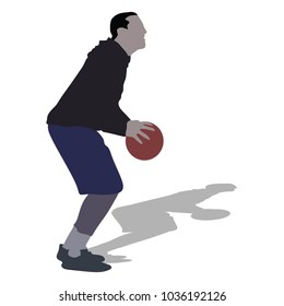 basketball player exercise free throw, silhouette , vector