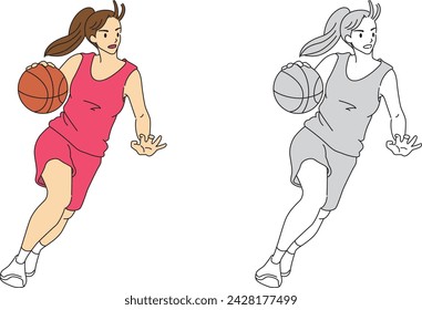 Basketball player (female) illustration set