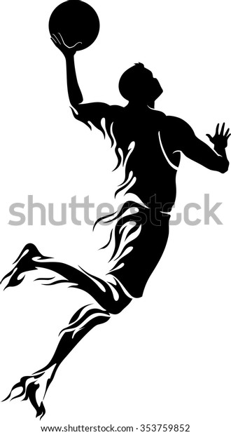 Basketball Player Flame Trailabstract Silhouette Flames Stock Vector ...