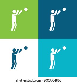Basketball-Player Mit vier minimalen Symbolen in Farbe