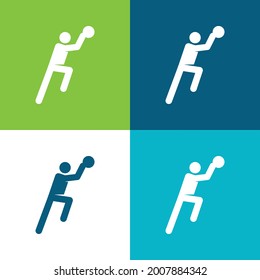 Basketball Player Flat four color minimal icon set