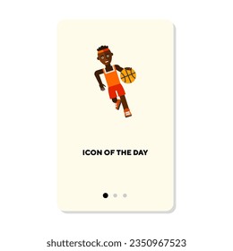 Basketball player flat icon. Sportsman with ball playing basketball isolated sign. Basketball concept. Vector illustration symbol elements for web design and apps