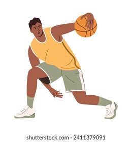 Basketball player. Flat vector illustration isolated on white background