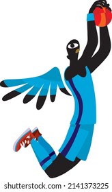jugador de baloncesto en vuelo con alas