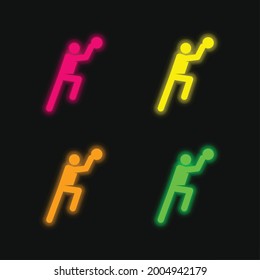 Basketball Player four color glowing neon vector icon