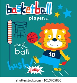 basketball player funny animal cartoon,vector illustration