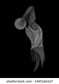 basketball player geometric, stylized, black, vector