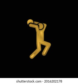 Basketball Player gold plated metalic icon or logo vector