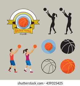 Basketball Player and Graphic Elements, Logo, Ball, Athlete, Equipment