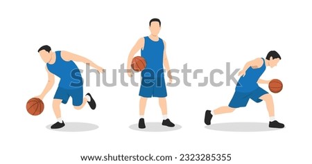 Basketball player. Group of 3 different basketball players in different playing positions. Flat vector illustration isolated on white background