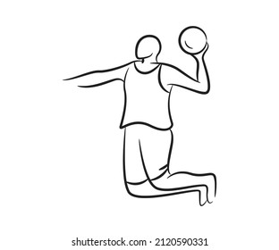 basketball player hand drawn line illustration