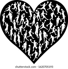 A basketball player heart silhouette concept for someone who loves the sport