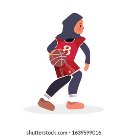 Basketball Player in hijab. A vector and flat illustration 