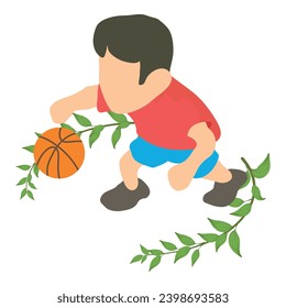 Basketball player icon isometric vector. Man basketball player with ball in game. Competition, sport concept