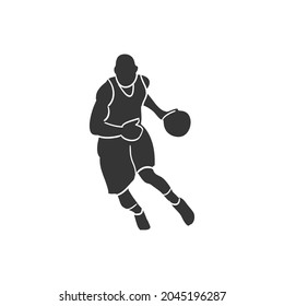 Basketball Player Icon Silhouette Illustration. Sport  Vector Graphic Pictogram Symbol Clip Art. Doodle Sketch Black Sign.