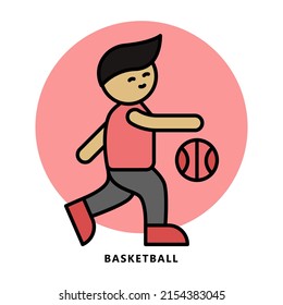 Basketball Player Icon Symbol. Training Sport Vector Illustration
