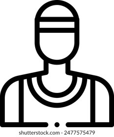 Symbol für Basketballspieler. Dünnes lineares Design isoliert auf weißem Hintergrund