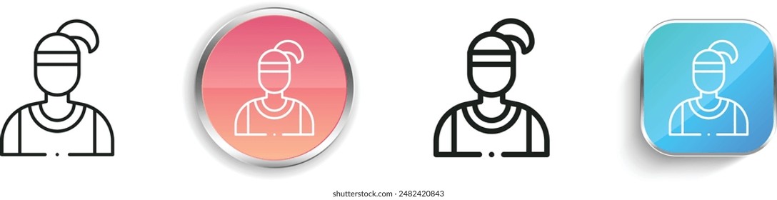 icono del jugador de baloncesto. Diseño delgado de estilo lineal, regular y de Botón aislado sobre fondo blanco