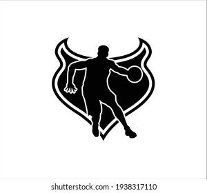 Basketball player. Illustration in the engraving style	
