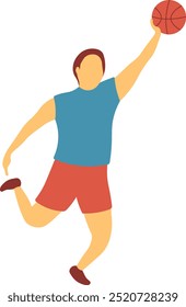 Ilustração do jogador de basquete isolado no fundo branco. Caractere De Vetor Plano.