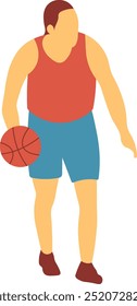 Basketball Player Illustration Isolated on White Background. Flat Vector Character.