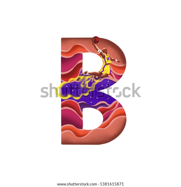 Basketball Player Illustration Letter B Vector Stock Vector (Royalty ...