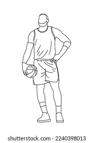 Basketball Player Illustration in line vector. Basketball Player Caricature. Outline Vector Basketball