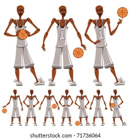 Basketball player illustrations set.